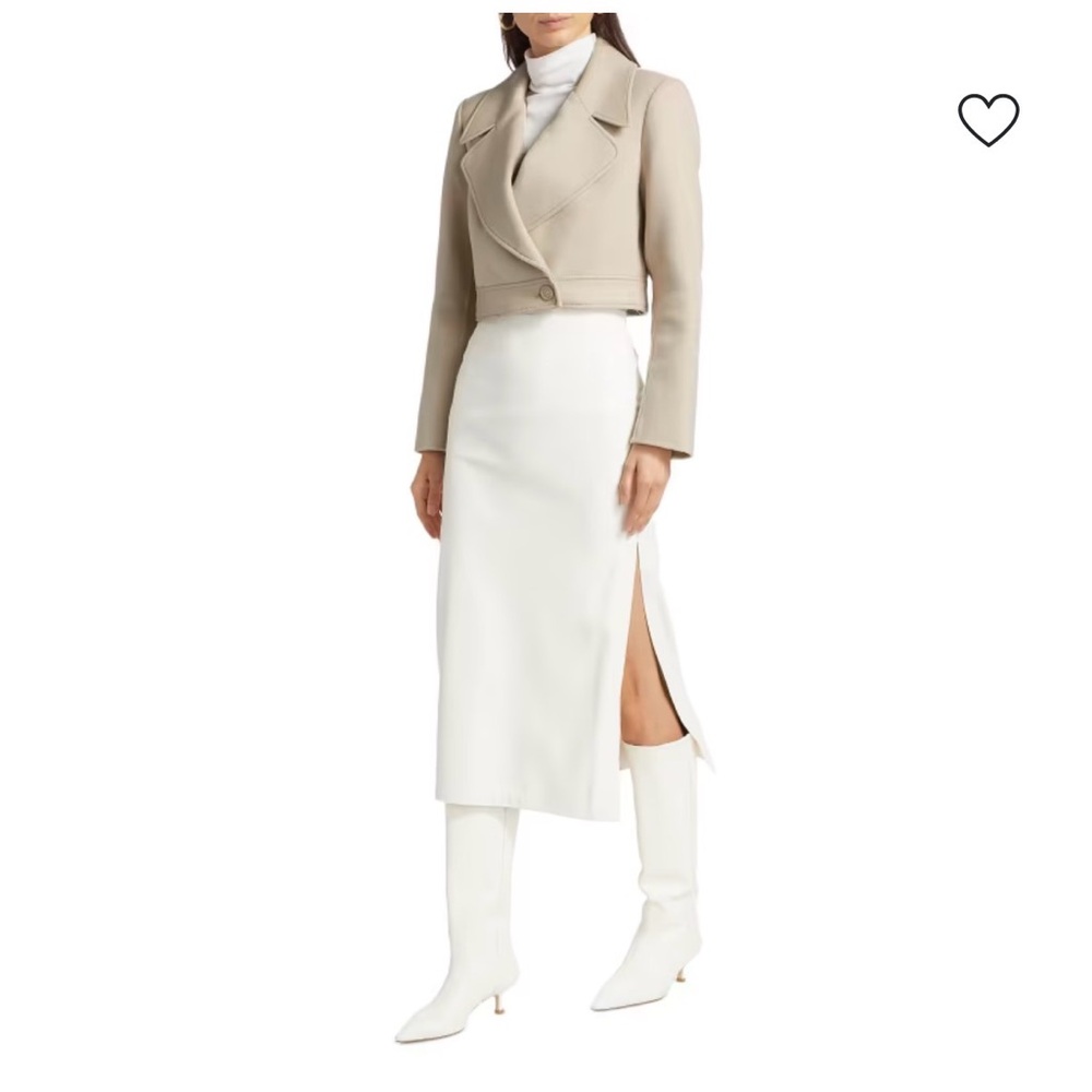 Mackage rose 2-in-1 double-face wool/leather jacket & long coat in cream - Picture 2 of 9